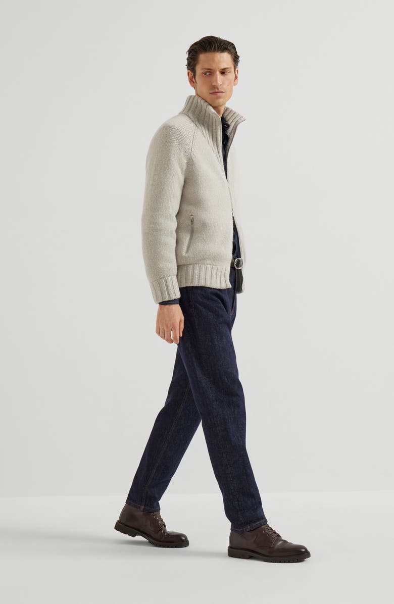 Brunello Cucinelli Knit jacket with padding, Alternate, color, Salt