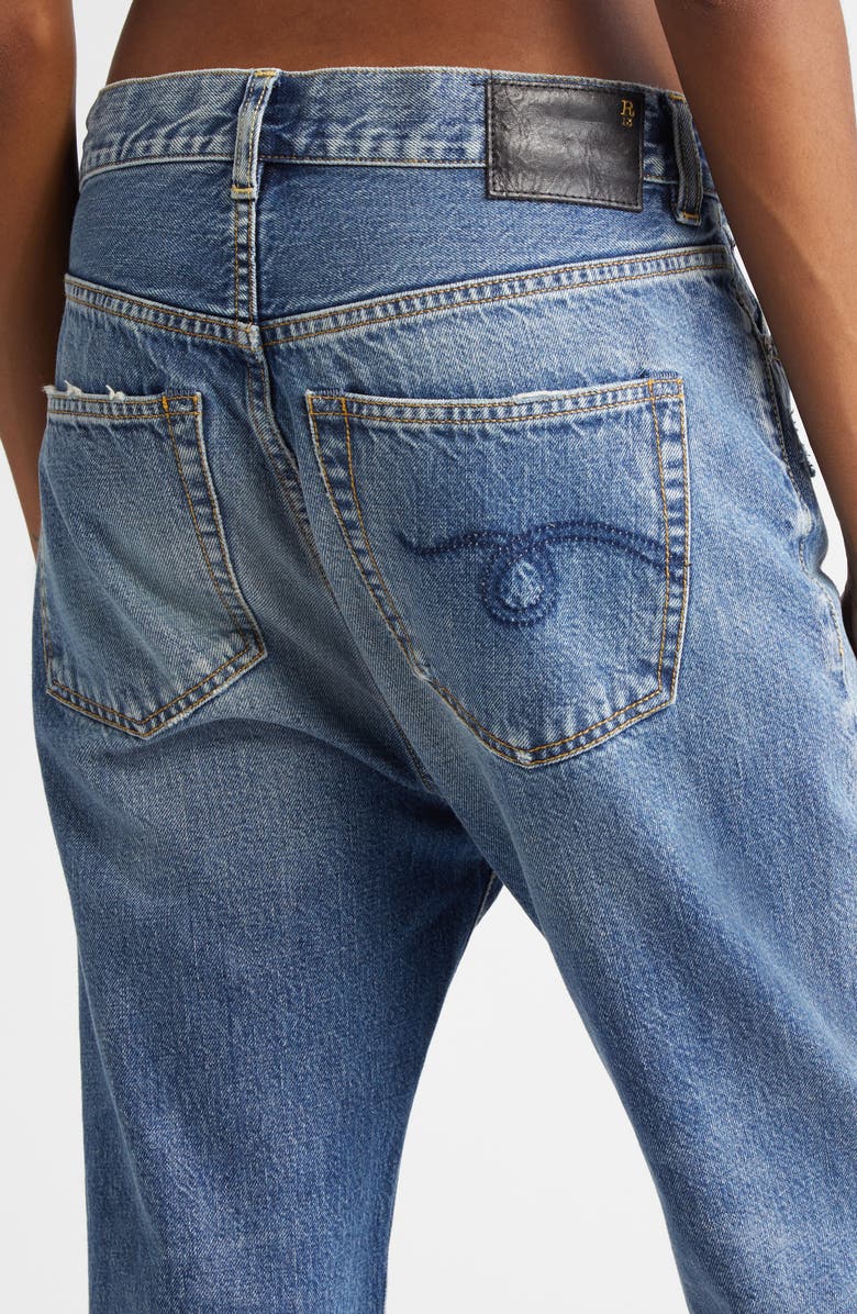 R13 Ripped Tailored Drop Crotch Crop Jeans, Alternate, color,