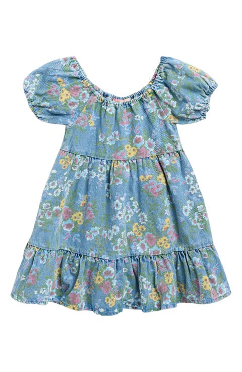 Kids' Floral Denim Dress