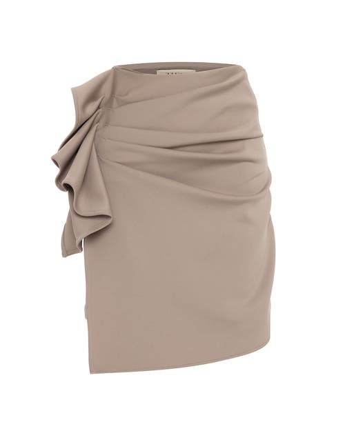 Theo The Label Atlas Bow Scuba Short Skirt In Sand