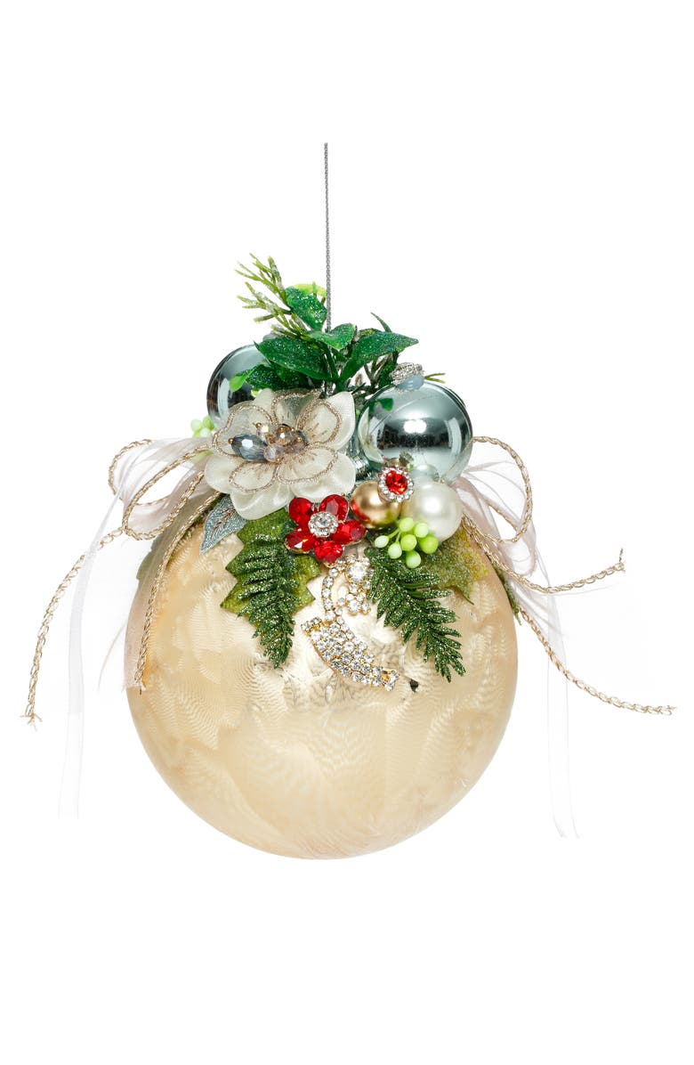 Mark Roberts Floral Jeweled Ball Ornament, Frosted, Gold, Main, color, Frosted Gold