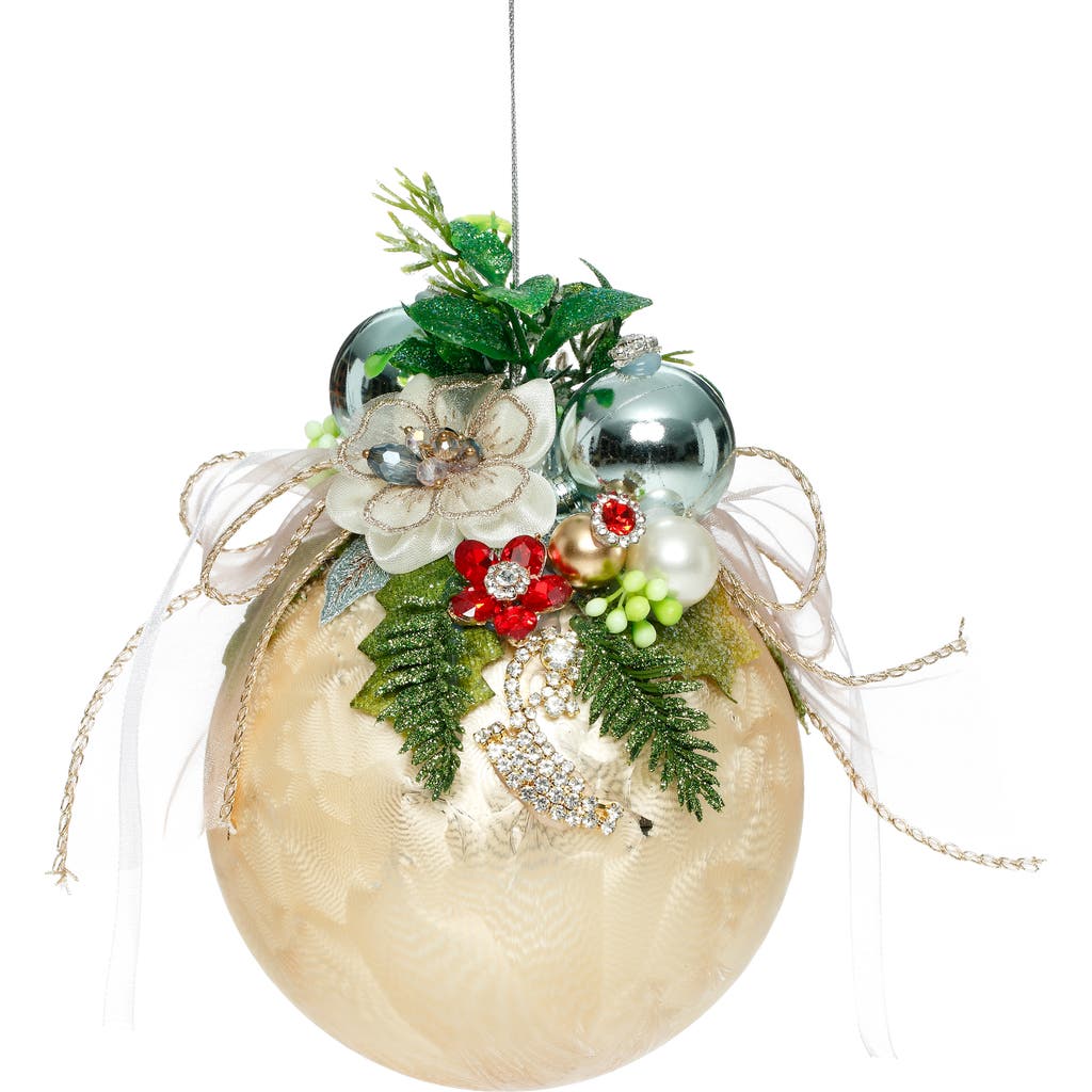 Mark Roberts Floral Jeweled Ball Ornament, Frosted, Gold In Multi