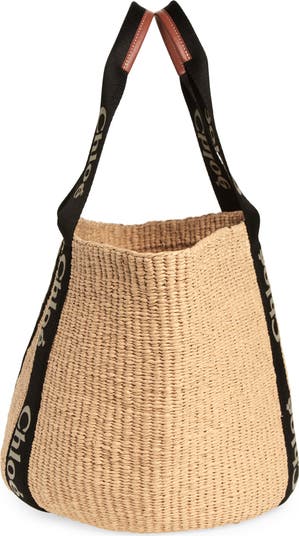 Large Woody Straw Basket Tote