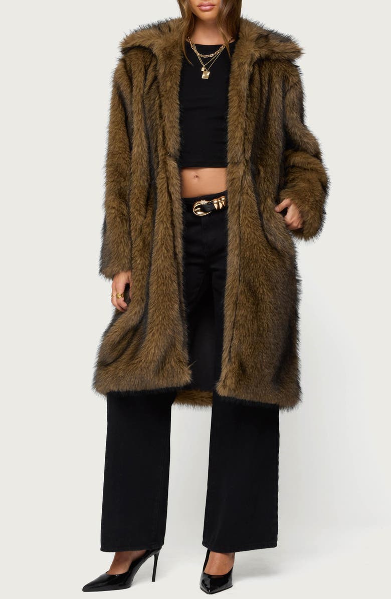 EDIKTED Saphira Oversize Faux Fur Coat, Main, color,