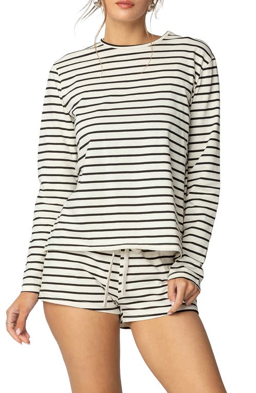 Shop Edikted Jordyn Stripe Long Sleeve T-shirt In Cream