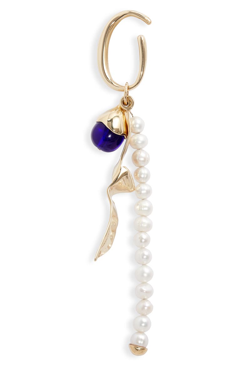 Soirée Ear Cuff, Alternate, color, BRONZE / BLUE GLASS / PEARL