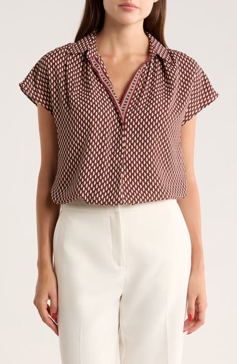 Short Sleeve Popover Blouse