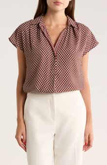MAX STUDIO Short Sleeve Popover Blouse