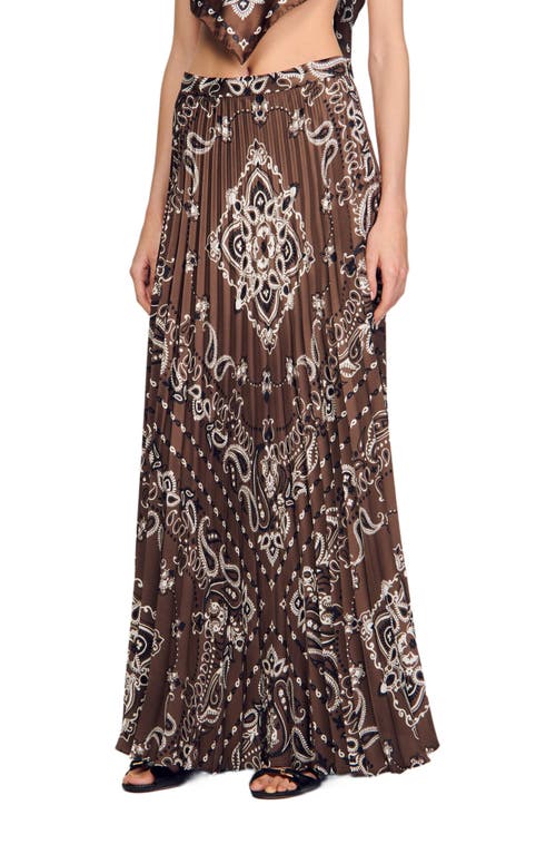 Sandro Pleated Maxi Skirt With Bandana Motif