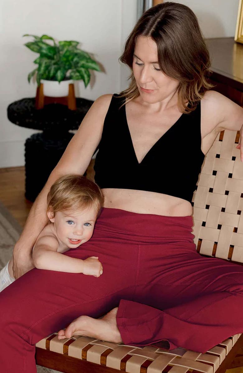 Of an Origin Postpartum, Maternity & Beyond Flex-Fit Ribbed Flare Leggings, Alternate, color, 