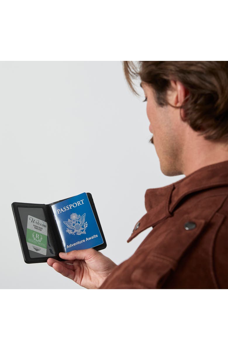 Members Only Passport Holder, Bifold Wallet with Secure Card Slots, Alternate, color, Black