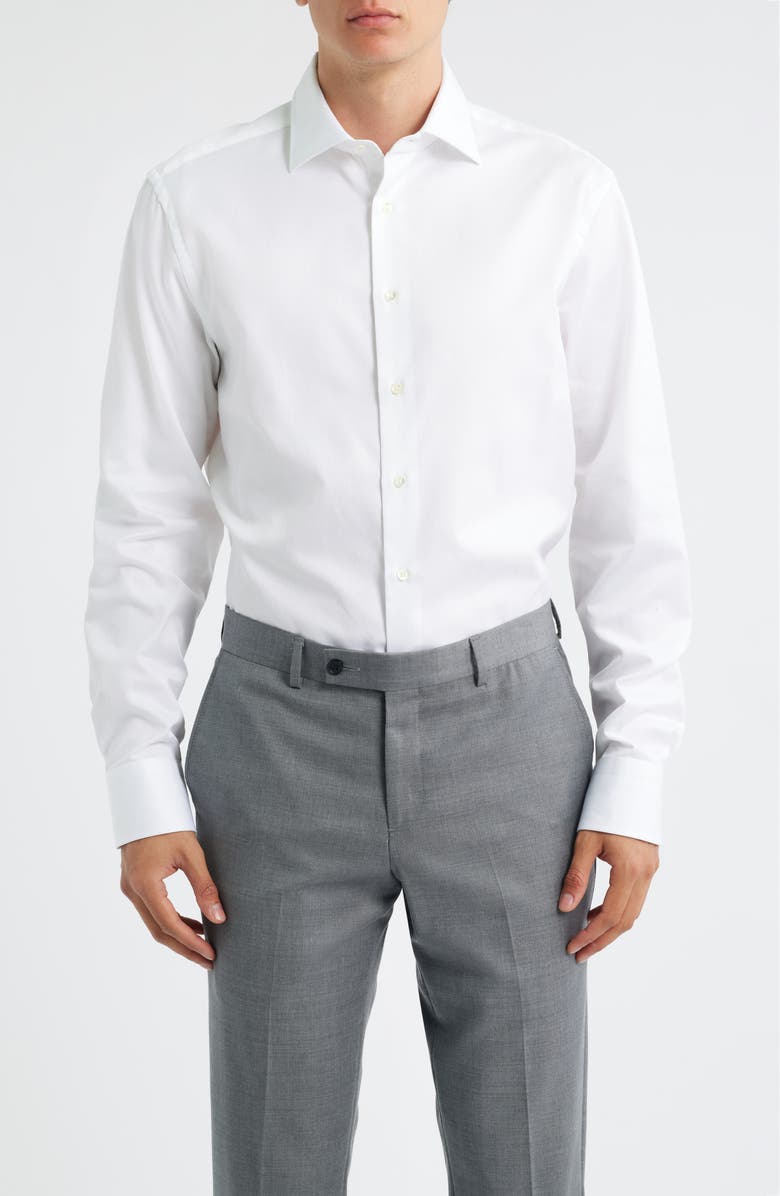 Canali Regular Fit Dress Shirt, Main, color, White