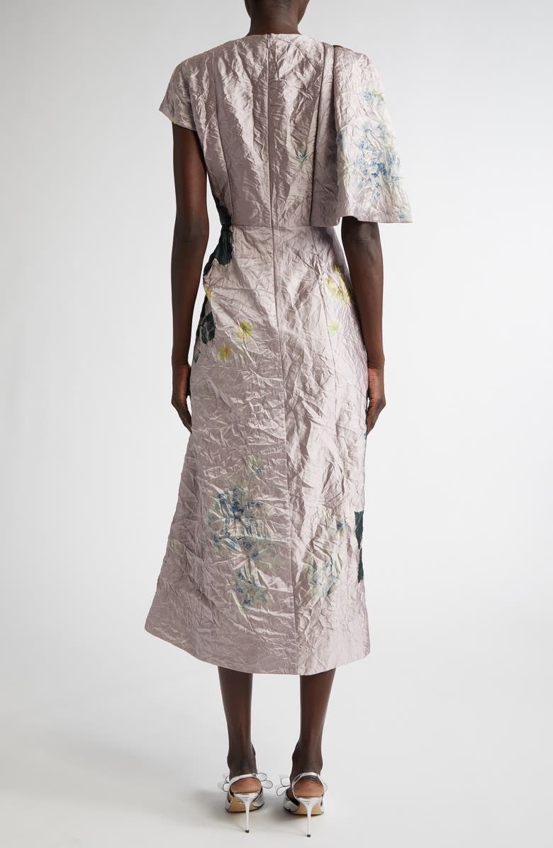 Erdem Floral Print Asymmetric Drape Satin Dress, Alternate, color, 