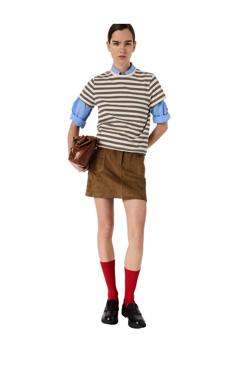 GERARD DAREL Maysane Crew Neck Striped T-Shirt, Alternate, color, Brown