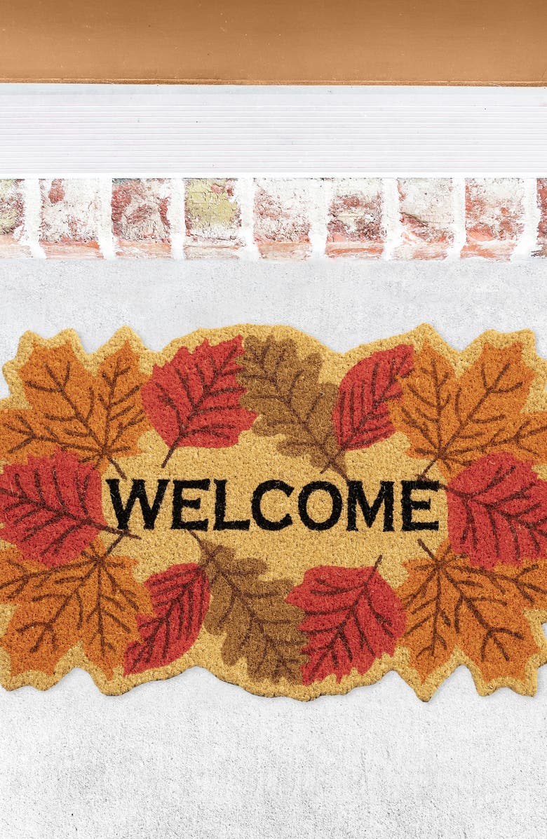 VCNY HOME Hello Fall Leaves Coir Doormat, Alternate, color,