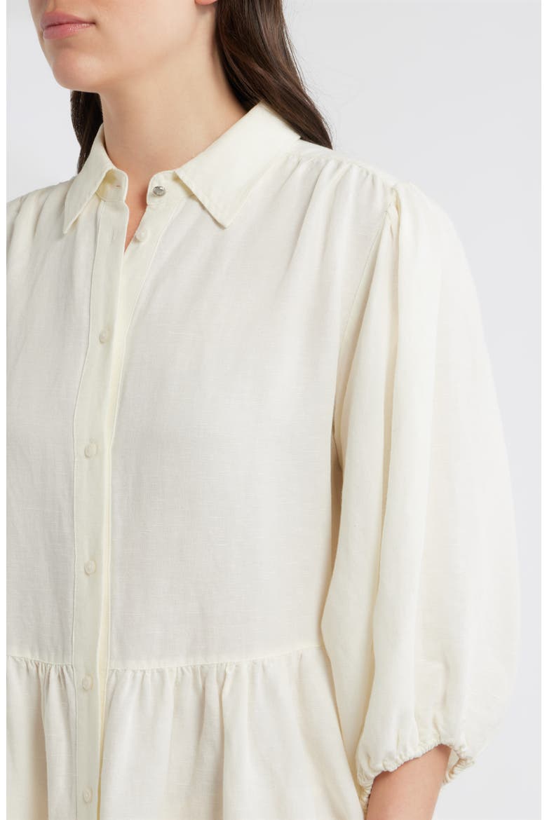 Linen Blend Balloon Sleeve Dress, Alternate, color, SOFT CREAM