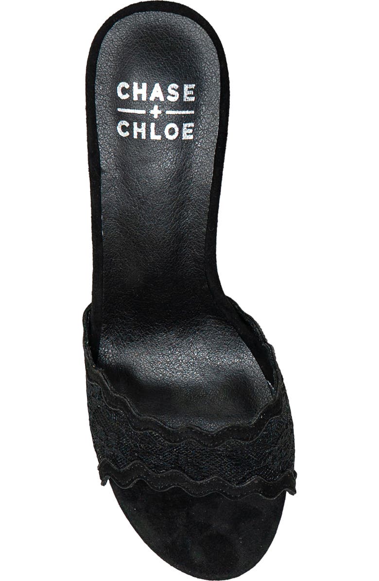 CHASE AND CHLOE Scalloped Lace Sandal, Alternate, color, Black