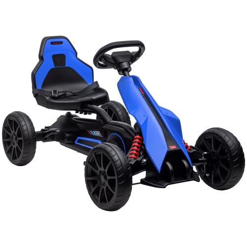Aosom Kids Pedal Go Kart with Adjustable Seat Swing Axle Handbrake EVA Wheels in Blue  product