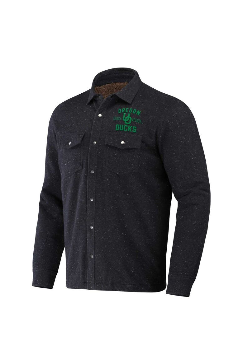Men's Darius Rucker Collection by Fanatics  Heather Charcoal Oregon Ducks Sherpa-Lined Full-Snap Shacket, Alternate, color, Heather Charcoal