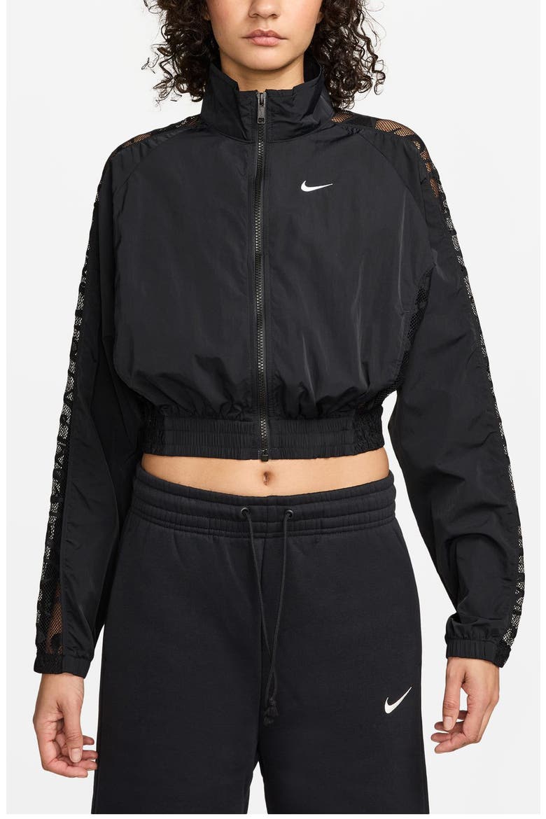 Sportswear Cropped Track Jacket, Main, color, 010 BLACK/ WHITE