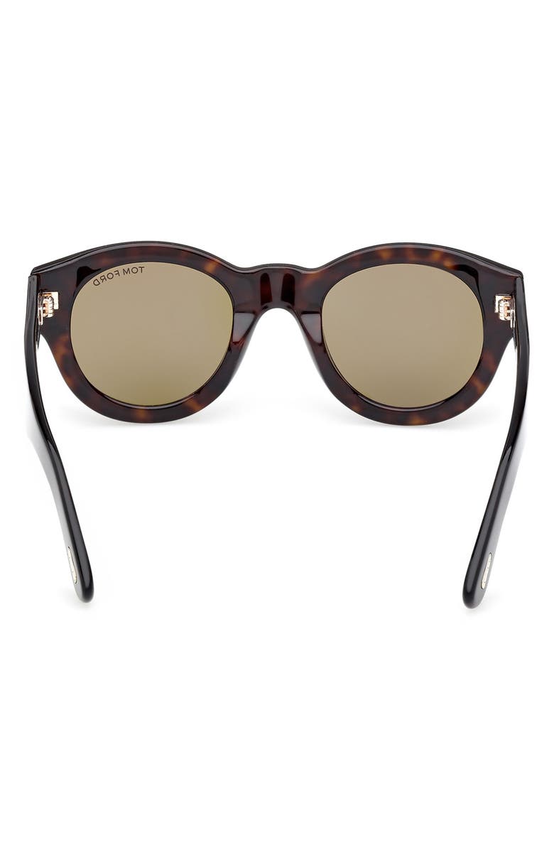 TOM FORD Lucinda 48mm Round Sunglasses, Alternate, color, Dark Havana / Green