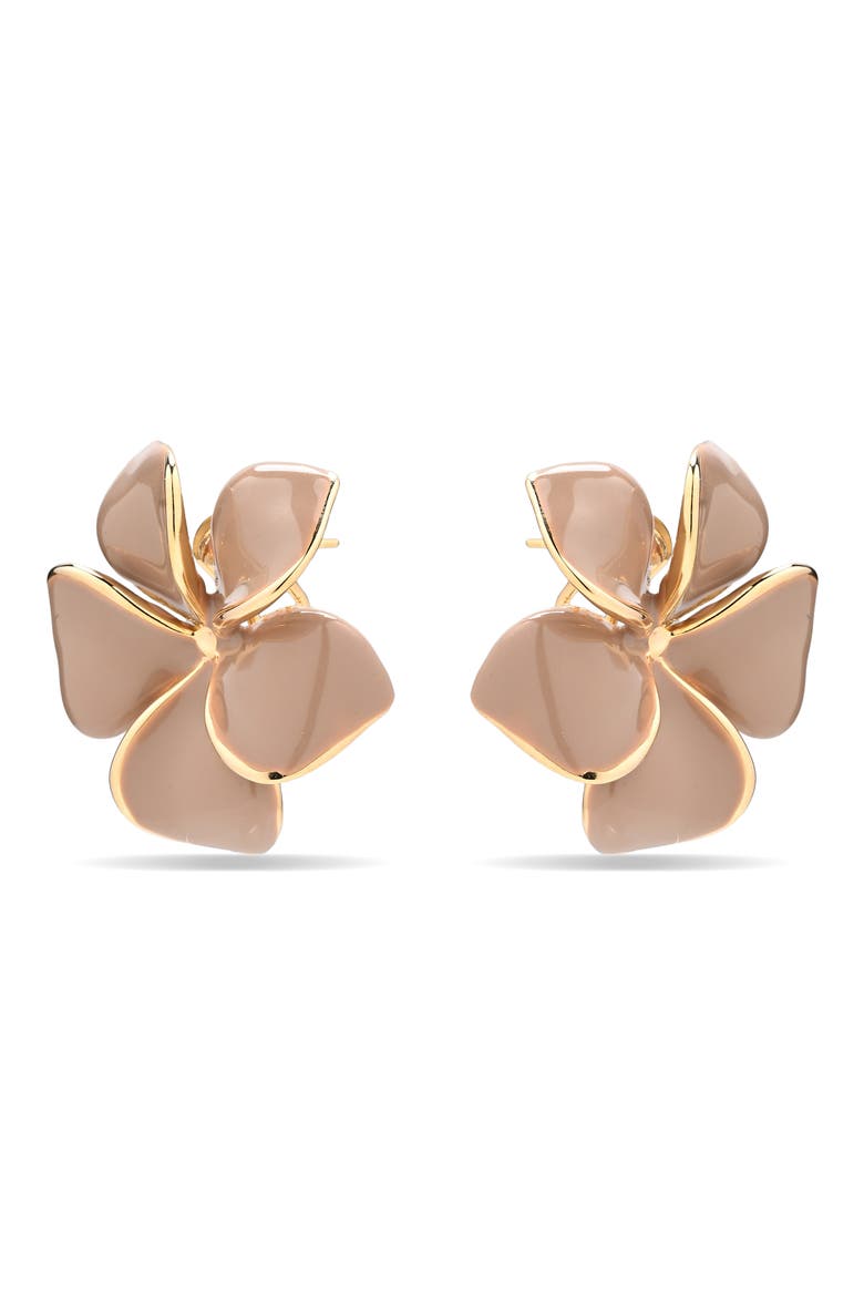 Bali Flower Stud Earrings, Main, color, BEIGE