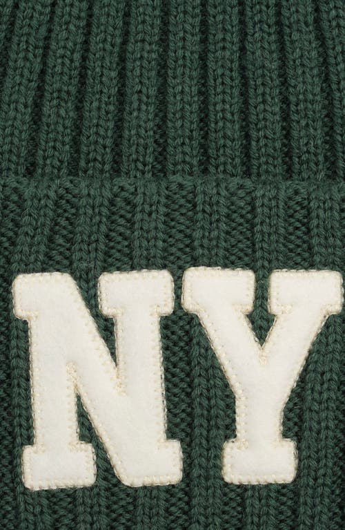 Polo Ralph Lauren Ny Appliqué Wool Rib Beanie In Green