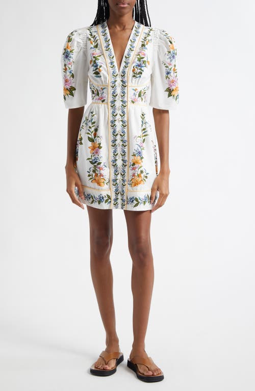 Farm Rio Sweet Bloom Dreamscape Cotton Shirtdress In Off-white