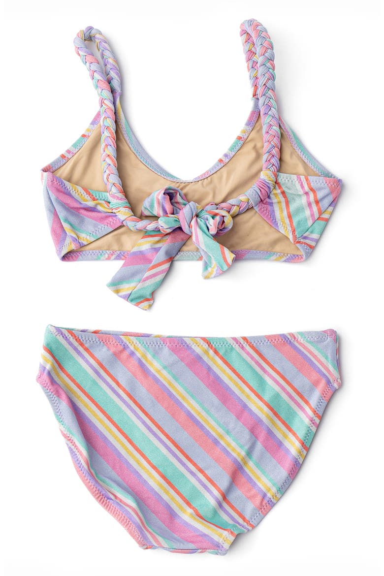Kids' Diagonal Stripe Shimmer Two-Piece UPF 50+ Swimsuit, Alternate, color, PINK MULTI