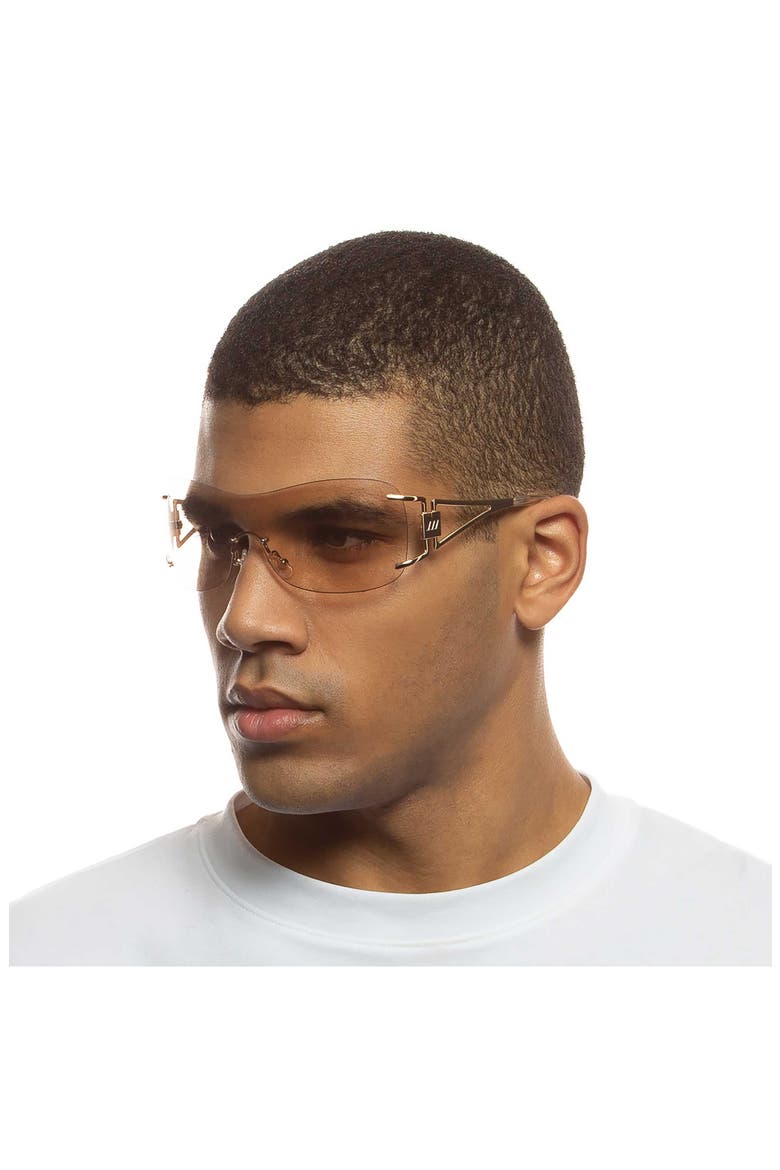 Le Fame 137mm Mirrored Shield Sunglasses, Alternate, color, GOLD / CHAMPAGNE TINT MIRROR
