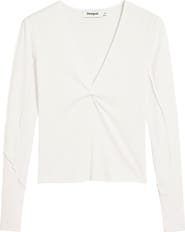 Desigual Twist Front Long Sleeve Cotton T-Shirt