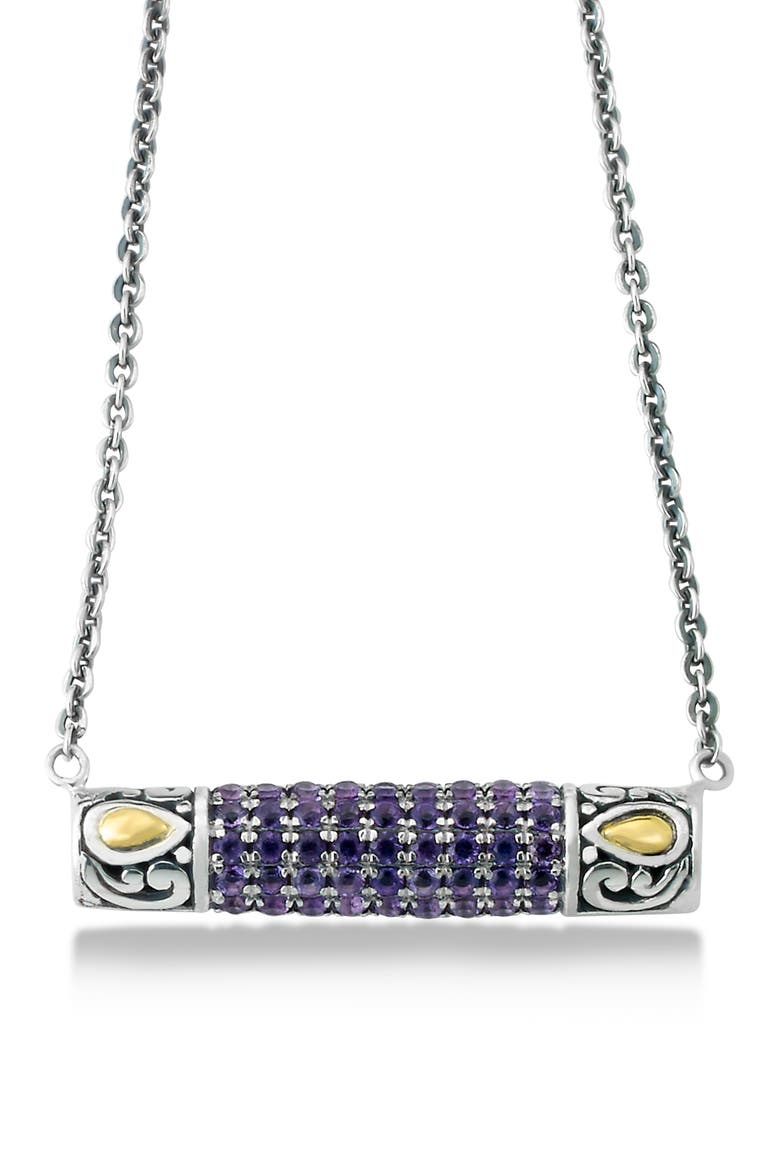 Sterling Silver & 18K Gold Pavé Amethyst Pendant Necklace, Main, color, PURPLE