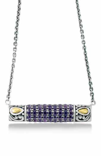 Sterling Silver & 18K Gold Pavé Amethyst Pendant Necklace