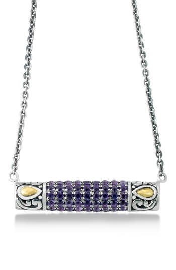 Samuel B. Sterling Silver & 18k Gold Pavé Amethyst Pendant Necklace In Purple