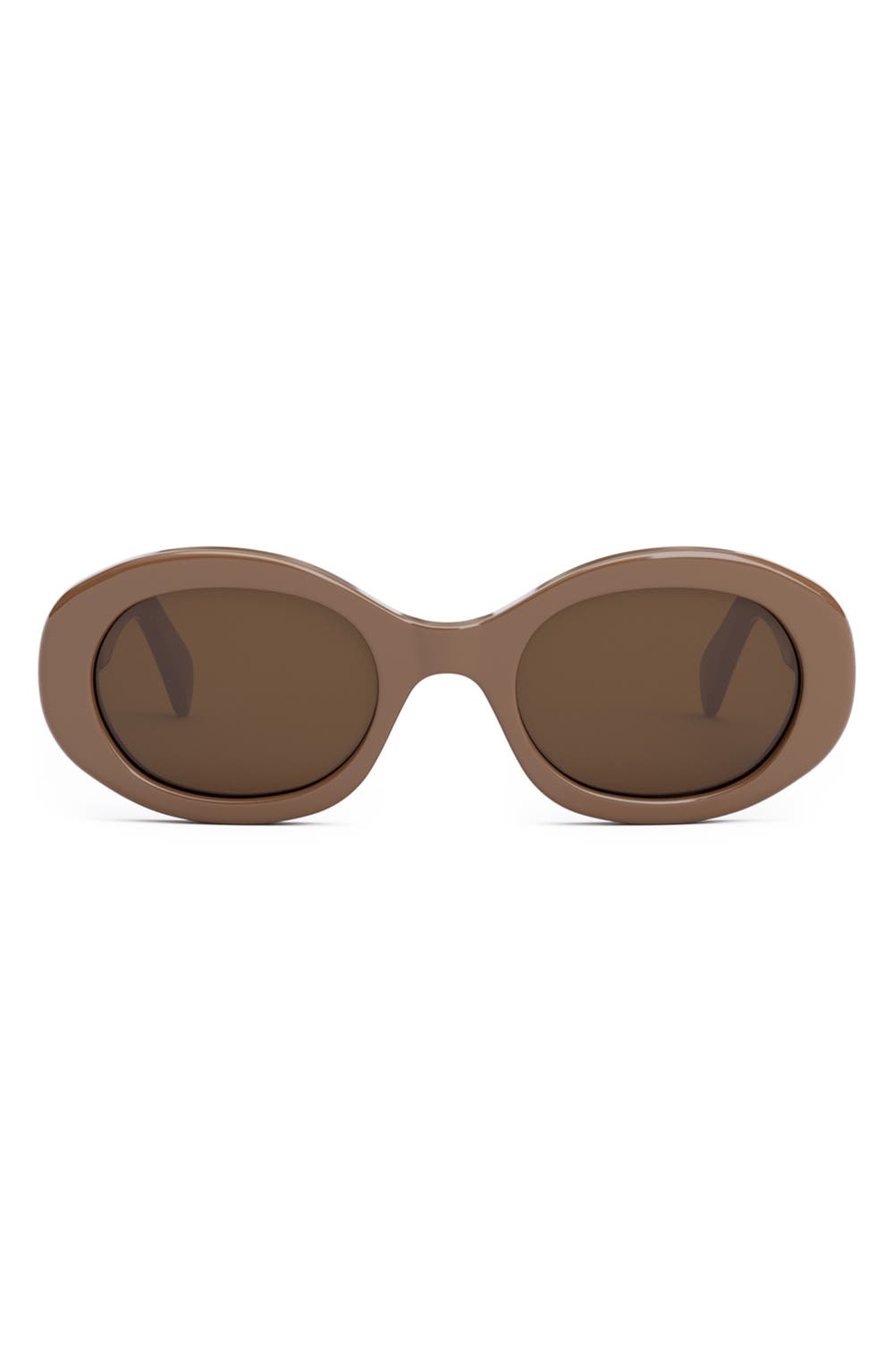 Triomphe 52mm Oval Sunglasses, color, SHINY LIGHT BROWN
