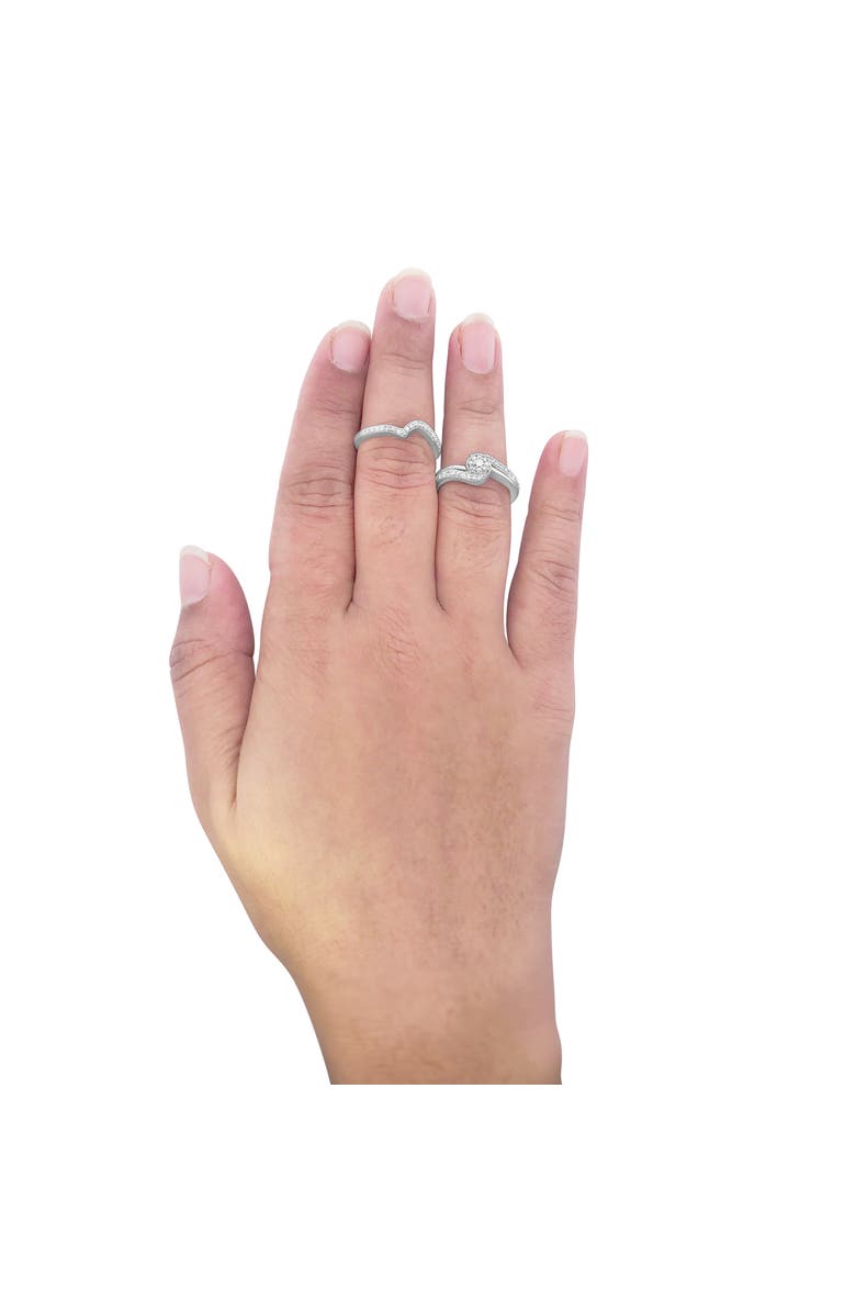 Haus of Brilliance Silver 1/3 Cttw Multi-Diamond Bridal Set Ring and Band, Alternate, color, White