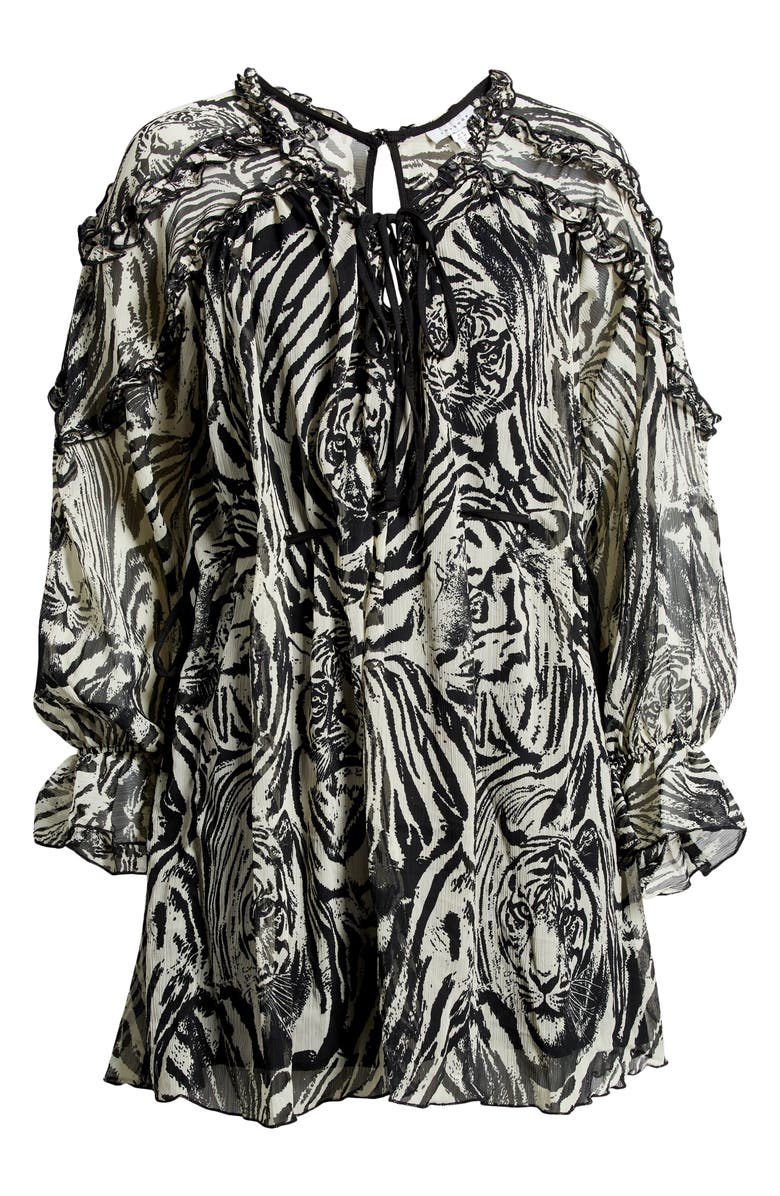 Topshop Ruffle Long Sleeve Minidress, Alternate, color,