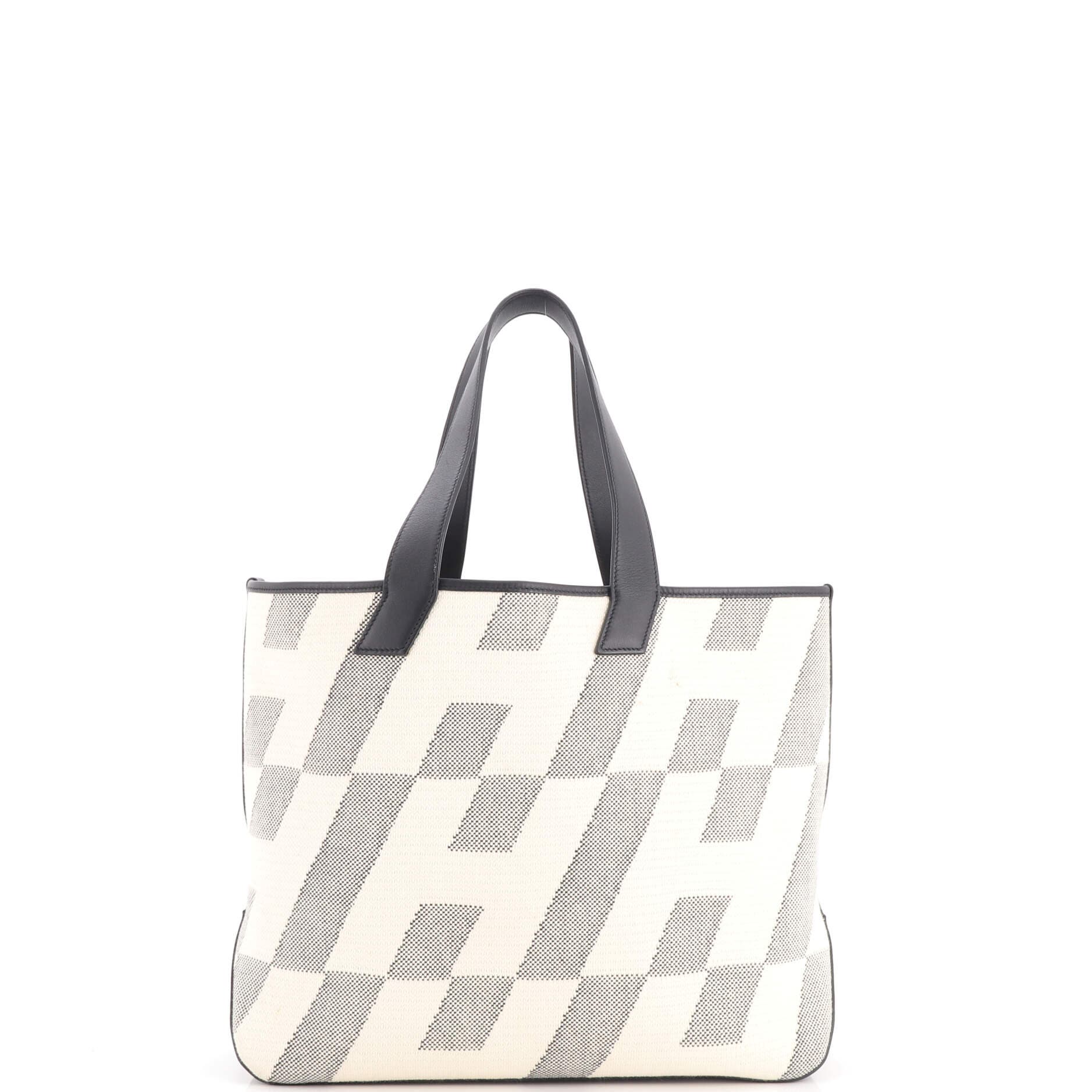 Cabas H en Biais Tote Canvas with Leather 40, Alternate, color, Black