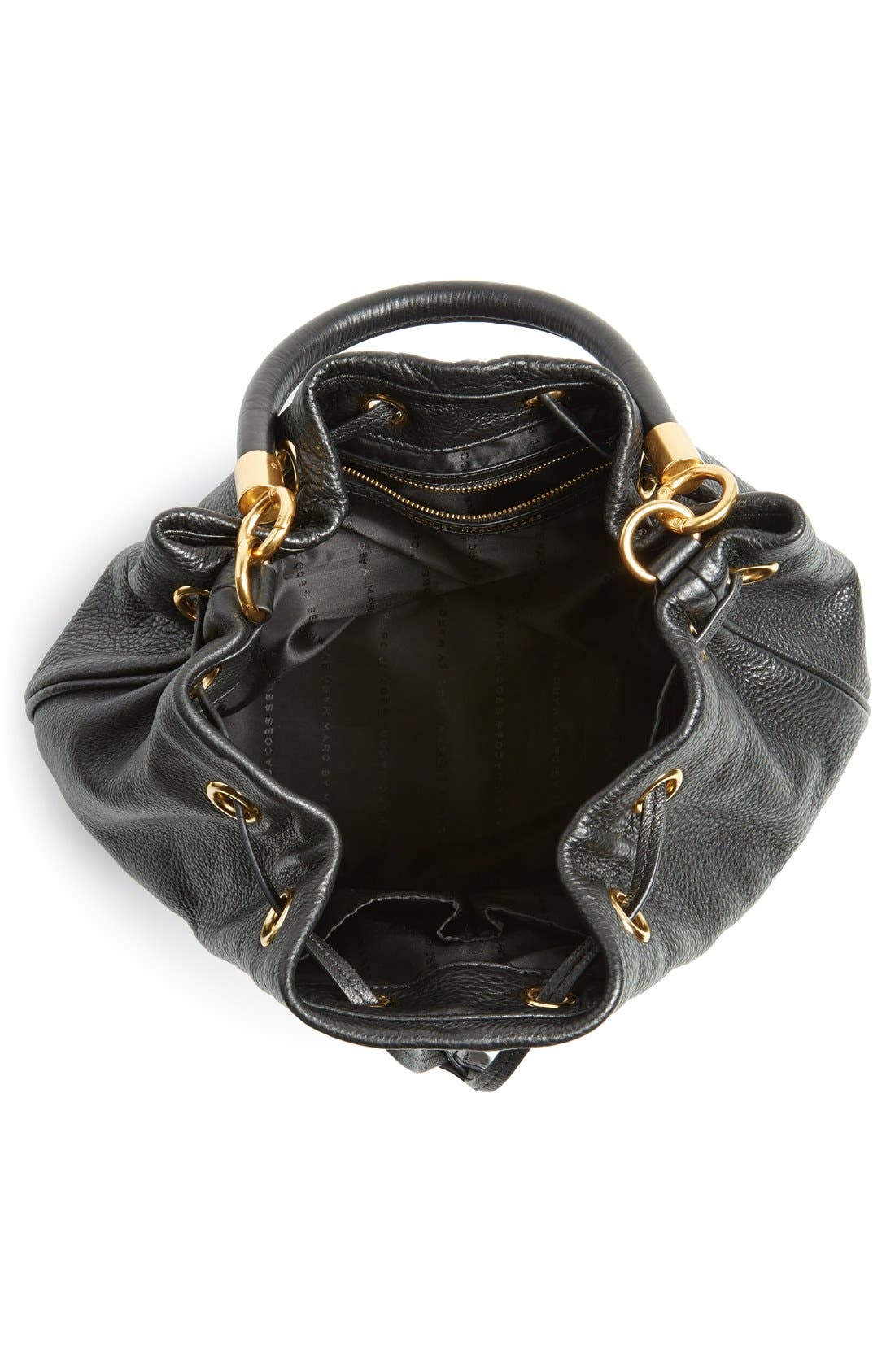 MARC BY MARC JACOBS 'Too Hot to Handle' Leather Bucket Bag, Alternate, color, BLACK