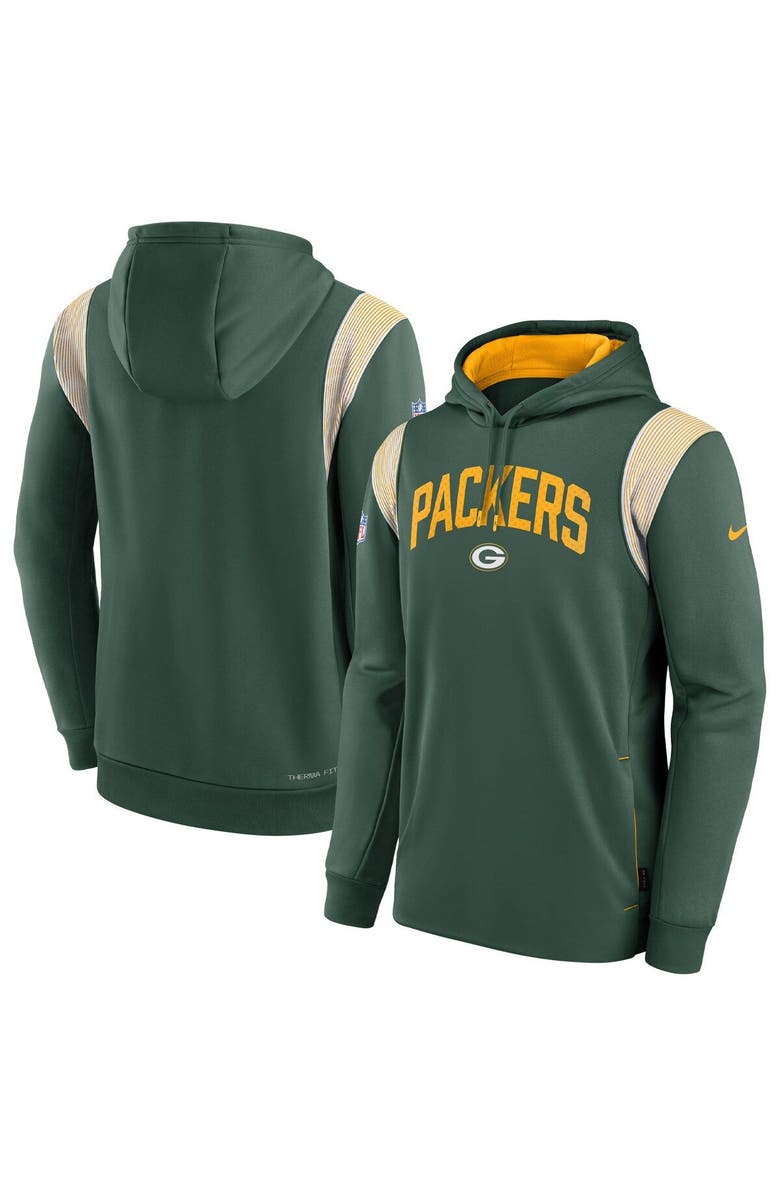 Nike Men's Nike Green Green Bay Packers Sideline Athletic Stack Performance Pullover Hoodie, Main, color, 