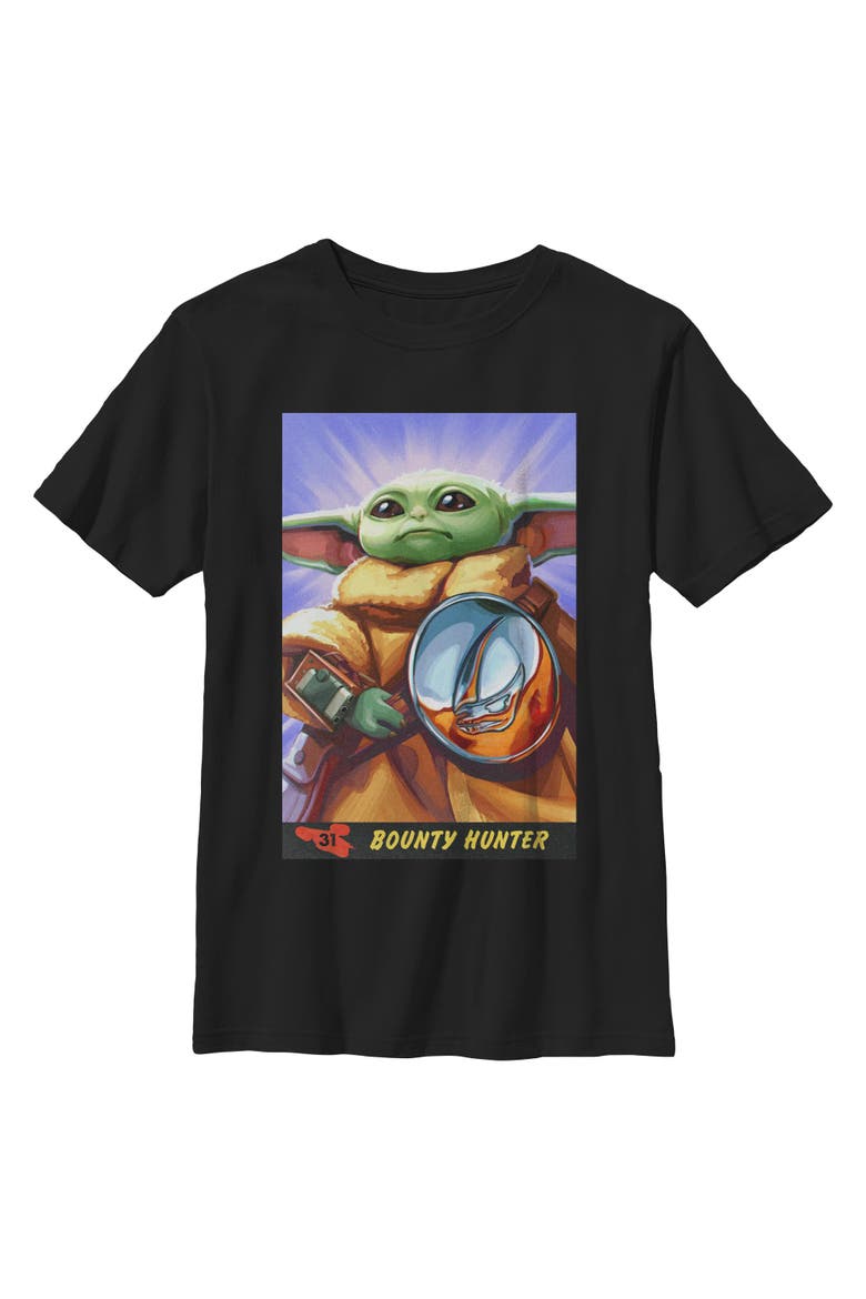 Boy's Star Wars The Mandalorian and Grogu The Child Bounty Hunter Comic Art  Graphic T-Shirt, Main, color, Black