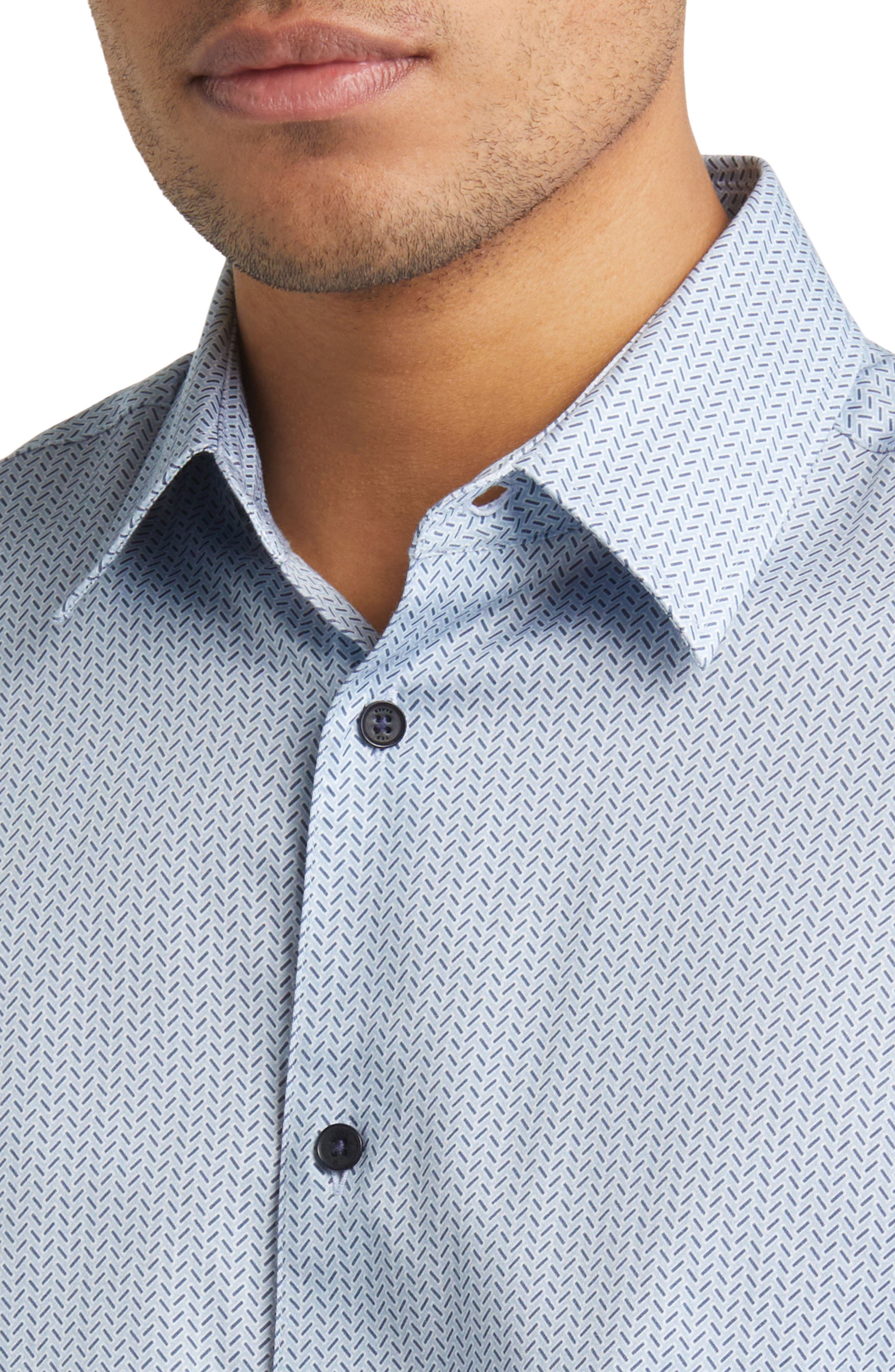Alham Slim Fit Herringbone Print Stretch Button-Up Shirt - image 2