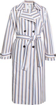 LESET Yoshi Stripe Cotton Blend Trench Coat