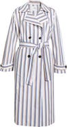 LESET Yoshi Stripe Cotton Blend Trench Coat