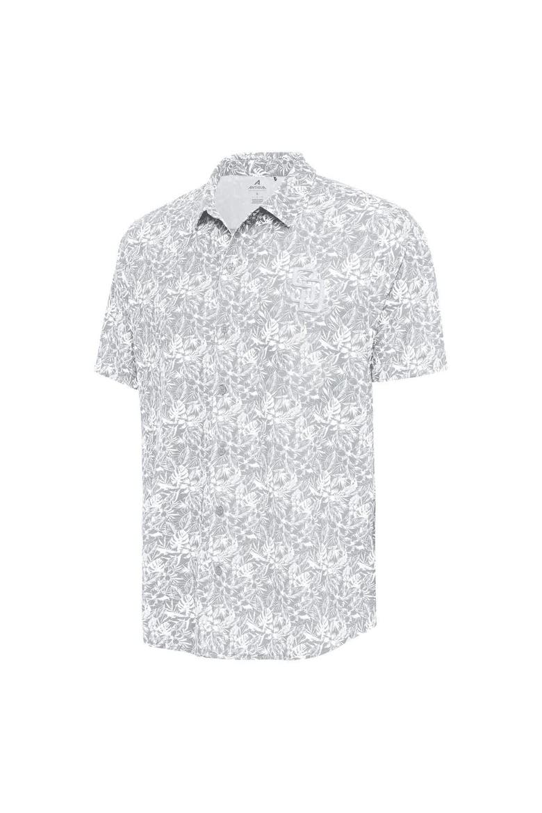 Men's Antigua Gray San Diego Padres Resort Button-Up Shirt, Alternate, color, Gray