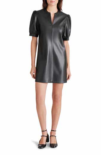 BB Dakota by Steve Madden Faux Leather Split Neck Shift Dress