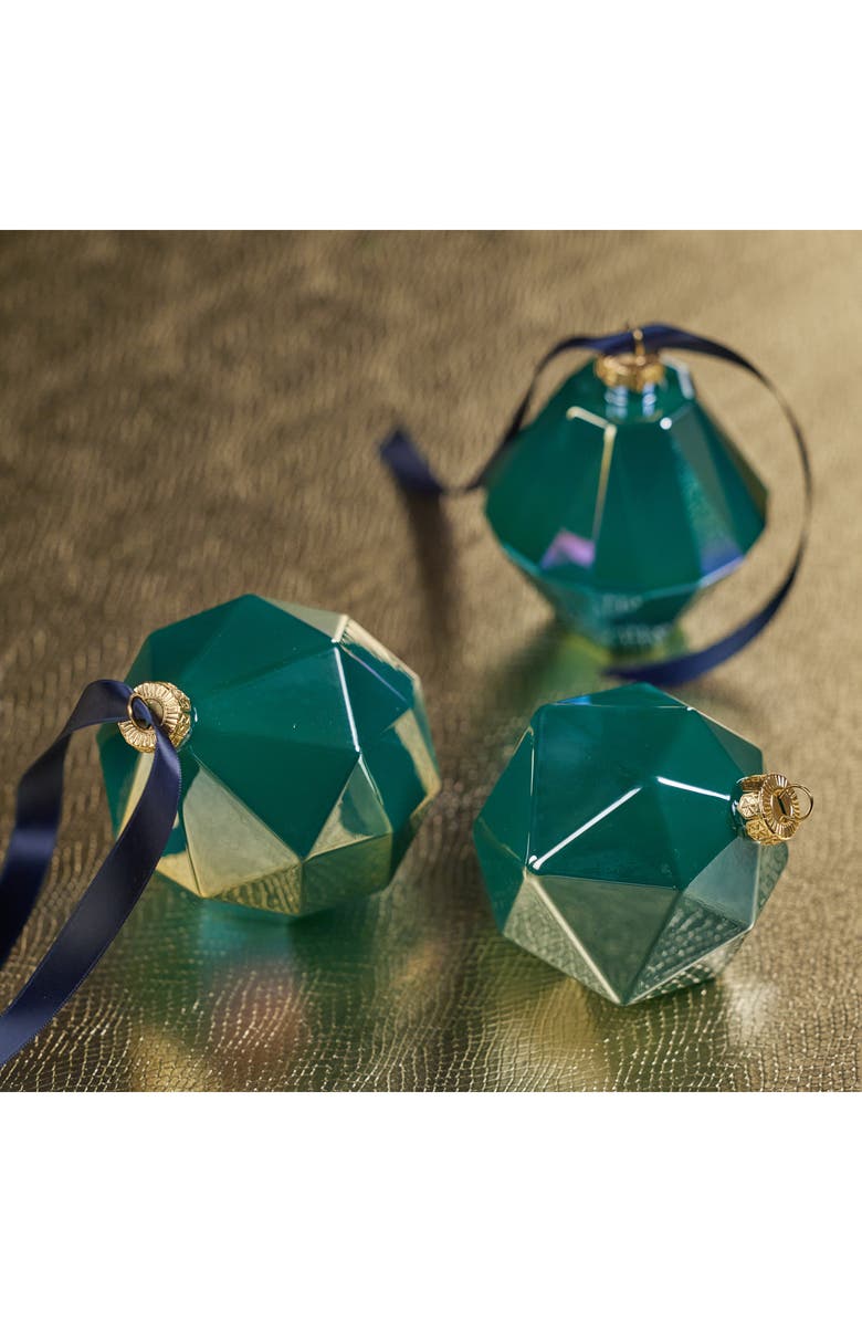 Zodax Set of 6 Green Luster Faceted Ornaments, Alternate, color, Green Luster