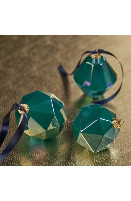 Zodax Set Of 6 Green Luster Faceted Ornaments In Green