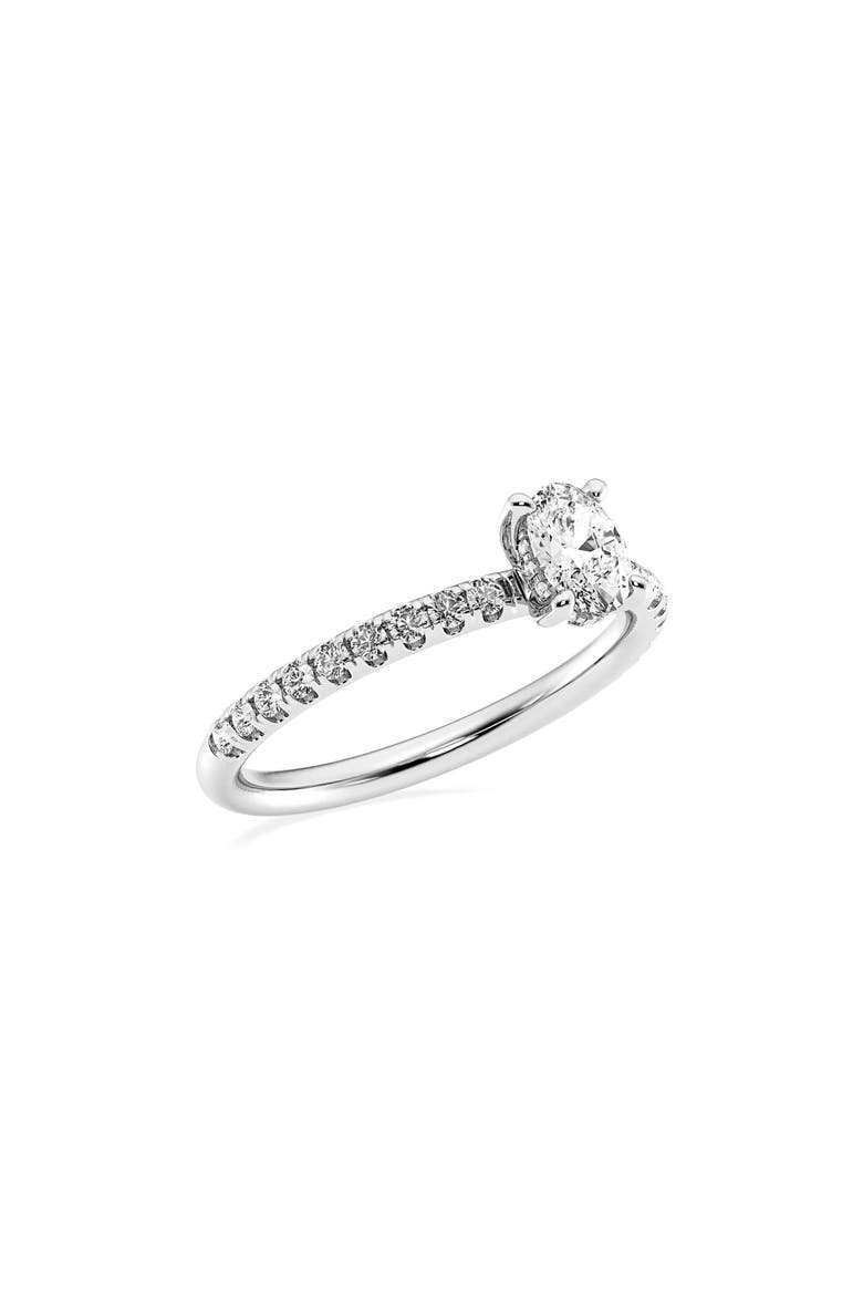 Oval Cut Lab Created Diamond Pavé Ring - 7/8 ctw., Alternate, color, PLATINUM
