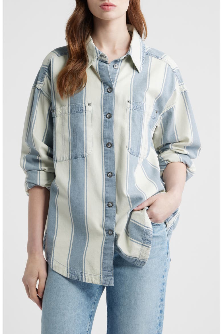 Crossroads Stripe Button-Up Shirt, Main, color, INDIGO COMBO